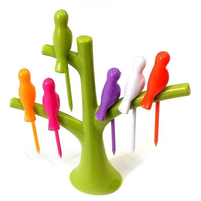 Crispy™ Bird Fruit Fork Set (Multi Colours) 2 Crispy™ Bird Fruit Fork Set (Multi Colours) - Image 2