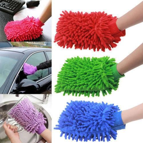 Highly Absorptive Double Sided Microfiber Wash Mitt Hand Gloves, Dust Cleaner Vehicle Washing Multipurpose House Car Glass LCD Cleaning, (Pack of 1) 1 cleaning gloves