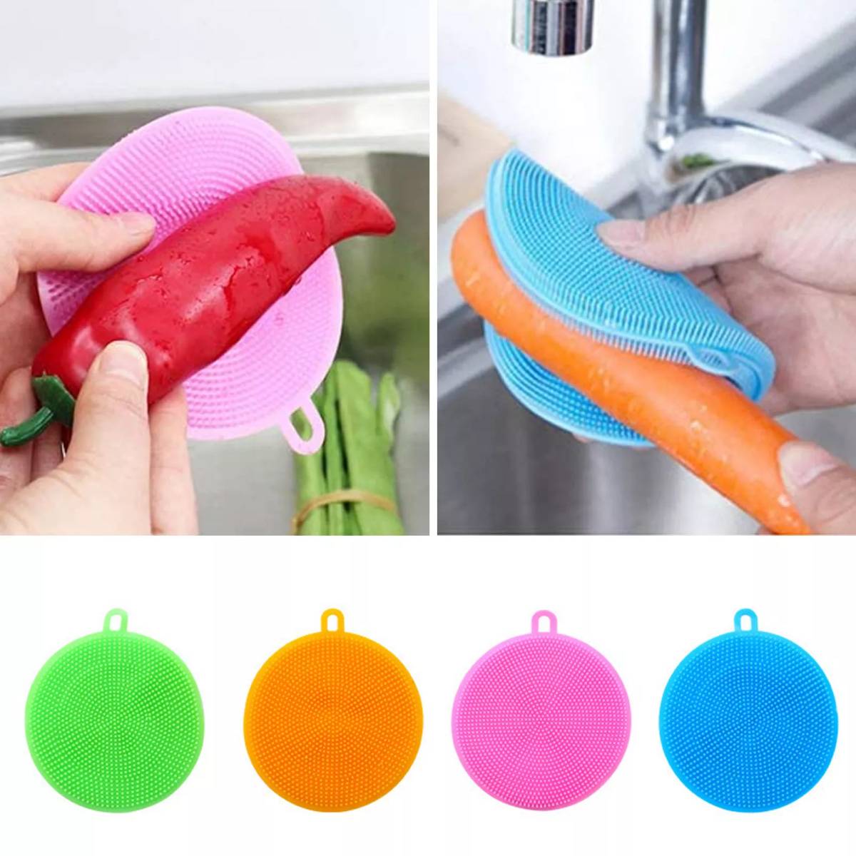 ADICTUM Silicone Scrubber Dishwashing, 100% Food Grade Cooking Dish Washing Sponge Brush-Pot/Pan Dish Bowl/Washing Fruit and Vegetable Washing - 2 Piece 4 ADICTUM Silicone Scrubber Dishwashing, 100% Food Grade Cooking Dish Washing Sponge Brush-Pot/Pan Dish Bowl/Washing Fruit and Vegetable Washing - 2 Piece - Image 4