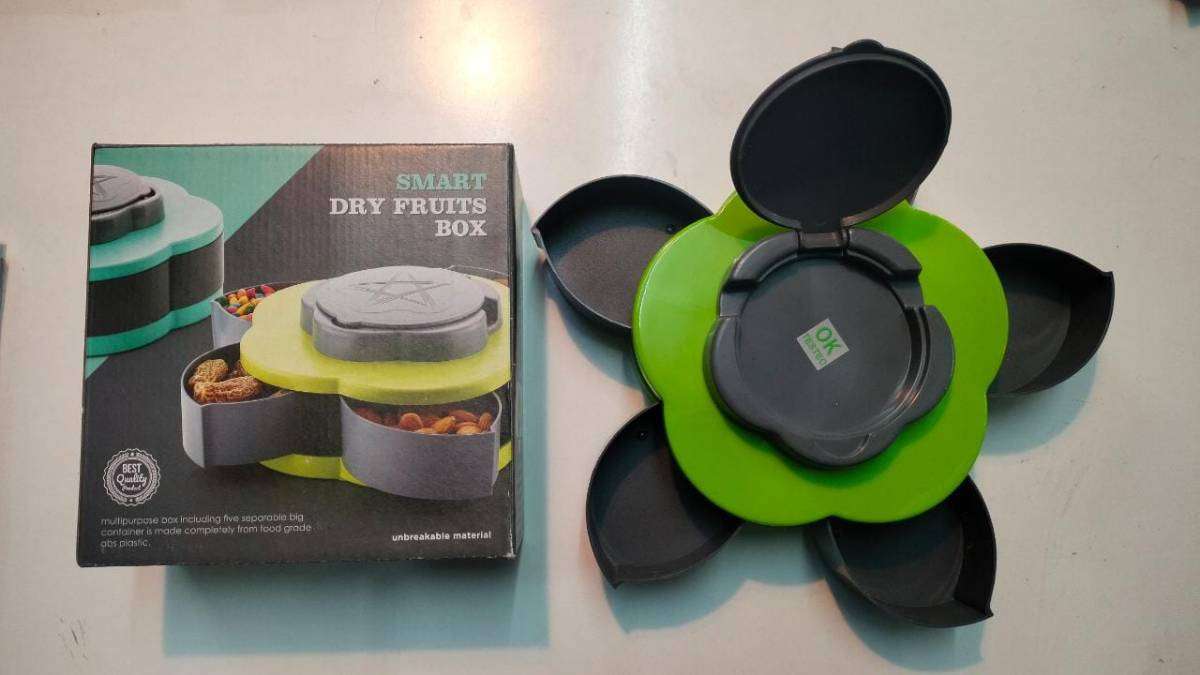 Maverick 5 Compartments Smart Candy Box; Beautiful Tableware Serving Rotating Tray for Dry Fruit, Candy, Snacks & Jewelry Storage Box for Home Kitchen 2 Maverick 5 Compartments Smart Candy Box; Beautiful Tableware Serving Rotating Tray for Dry Fruit, Candy, Snacks & Jewelry Storage Box for Home Kitchen - Image 2