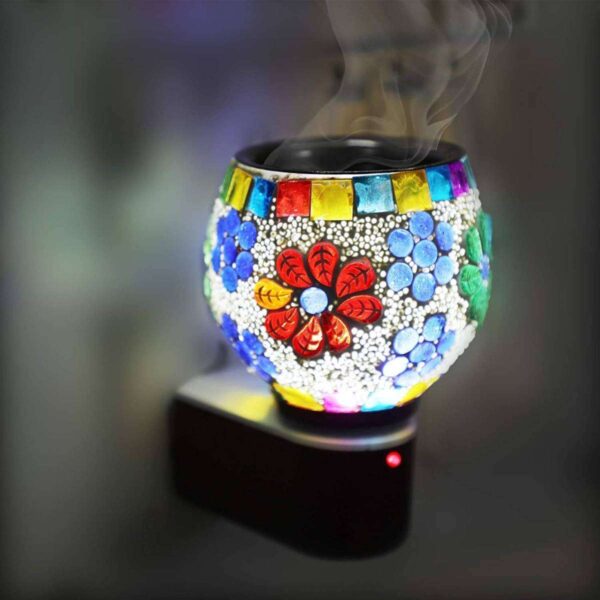 Spefez Kapoor Dani Electrical Camphor Diffuser Glass with On/Off Switch to Toggle Between Burner and Lamp Aroma Burner Electric For Home,Office,Tample-1 Pis(Multi Design)