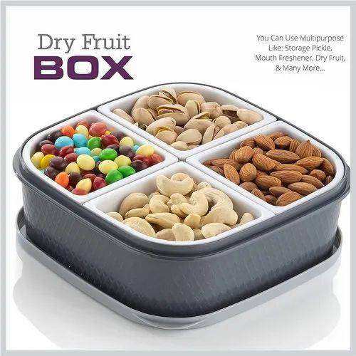RILION Plastic Square 4 Sections Multipurpose Dry Fruit Dabba Box Set, Dry Fruit Box Set (Dry fruit Box - 4 in 1) 4 RILION Plastic Square 4 Sections Multipurpose Dry Fruit Dabba Box Set, Dry Fruit Box Set (Dry fruit Box - 4 in 1) - Image 4