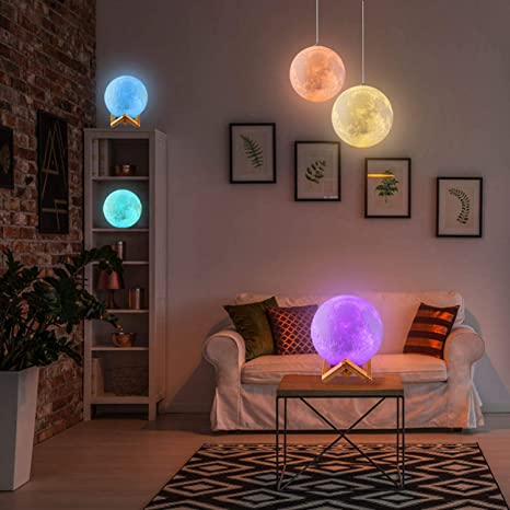 Desidiya 3D 7 Color Changing Moon Night Rechargeable Night lamp for Bedroom for Adults and Kids Home Room Beautiful Indoor Lighting - 15CM (Pack of 1) 3 Desidiya 3D 7 Color Changing Moon Night Rechargeable Night lamp for Bedroom for Adults and Kids Home Room Beautiful Indoor Lighting - 15CM (Pack of 1) - Image 3