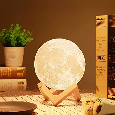 Desidiya 3D 7 Color Changing Moon Night Rechargeable Night lamp for Bedroom for Adults and Kids Home Room Beautiful Indoor Lighting - 15CM (Pack of 1) 1 3D Moon Lamp