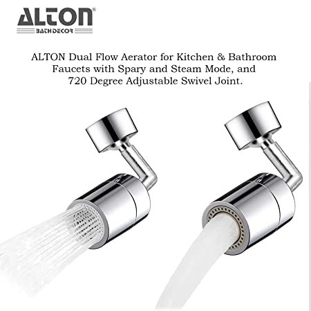 2PCS 720-Degree Swivel Faucet Aerator, Bathroom Sink Spray Aerator Anti-Splash Rotate Faucet and Water Saving Faucet Sprayer Head Attachment for Kitchen Backyard, 55/64 Inch-27UNS Female Thread. 1 720 rotation tap faucet