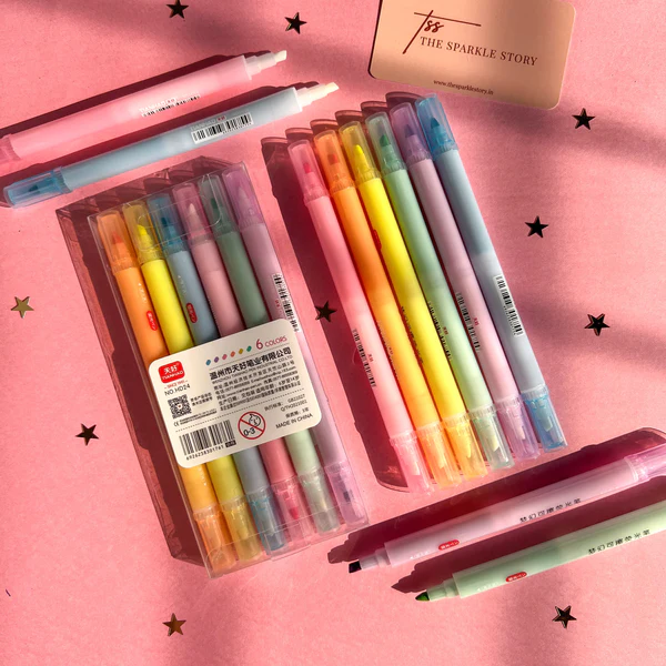 AARKRI SALES Erasable Highlighters | Light Soft Color Markers Set Of 6 Pastel Shades | Chisel Tip Fine Grip Marker Pen| Stationery For Kids | DIY Art Craft Scrapbook Calligraphy Birthday Gift for Kids 1 Eargable Highlighter Set of 6
