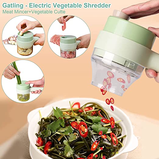 ZVR 4 in 1 Electric Handheld Cooking Hammer Vegetable Cutter Slicer Food Chopper 1 Electric Hand Held Cooking Hammer 2