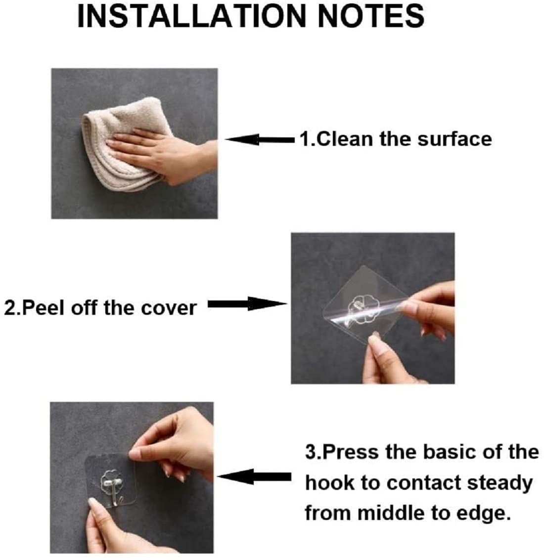 Misamo Enterprise PVC Wall Hooks, Pack of 10, Transparent 5 Misamo Enterprise PVC Wall Hooks, Pack of 10, Transparent - Image 5