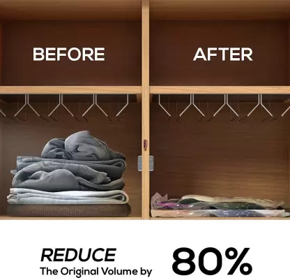 Niyam Smart Space Saver Reusable Zip Lock Vacuum Plastic Storage Bags (Pack of 5) 2 Small (50 Cm X 60 Cm), 2 Medium (60 Cm X 80 Cm), 1 Large (70 Cm X 100 Cm) With Hand Pump For Travel 4 Niyam Smart Space Saver Reusable Zip Lock Vacuum Plastic Storage Bags (Pack of 5) 2 Small (50 Cm X 60 Cm), 2 Medium (60 Cm X 80 Cm), 1 Large (70 Cm X 100 Cm) With Hand Pump For Travel - Image 4