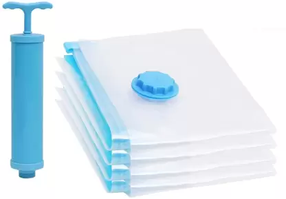 Niyam Smart Space Saver Reusable Zip Lock Vacuum Plastic Storage Bags (Pack of 5) 2 Small (50 Cm X 60 Cm), 2 Medium (60 Cm X 80 Cm), 1 Large (70 Cm X 100 Cm) With Hand Pump For Travel 1 Vaccum bag