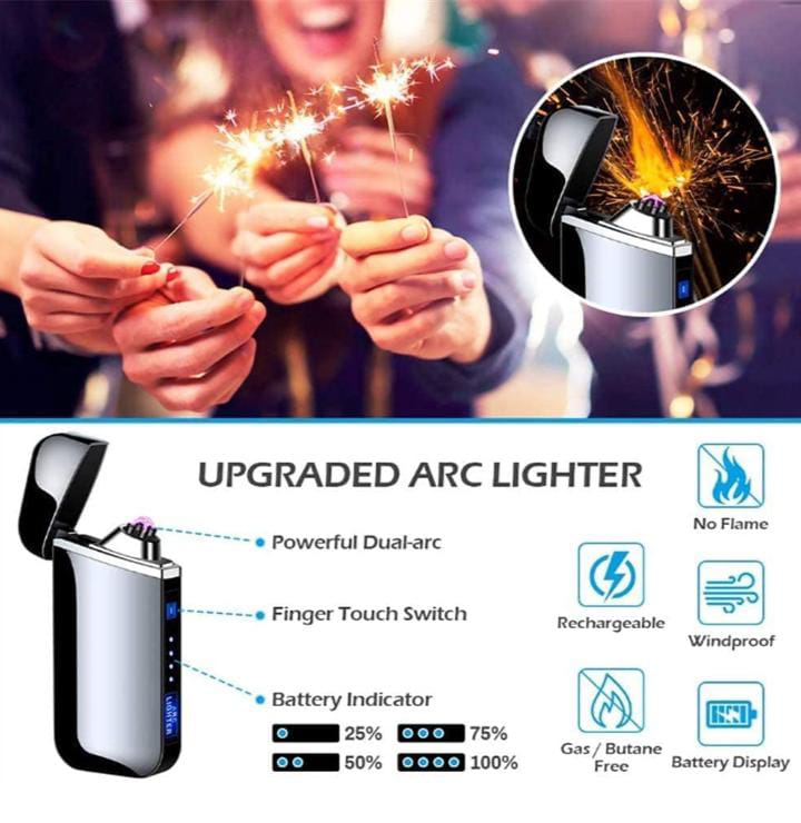 PIKFOS Smart Finger Touch Lighter with Touch Switch USB Electronic Lighter Flameless LED Windproof Rechargeable USB Double Plasma Arc Lighter for Business Man ,Cigarette, Cigar, Gift. 2 PIKFOS Smart Finger Touch Lighter with Touch Switch USB Electronic Lighter Flameless LED Windproof Rechargeable USB Double Plasma Arc Lighter for Business Man ,Cigarette, Cigar, Gift. - Image 2