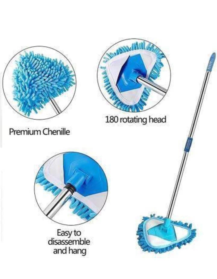 KBDev Retractable Triangle Mop 360 Degree Rotatable Adjustable Triangular Cleaning Mop Home Wall Ceiling Floor Cleaning Mop 3 KBDev Retractable Triangle Mop 360 Degree Rotatable Adjustable Triangular Cleaning Mop Home Wall Ceiling Floor Cleaning Mop - Image 3