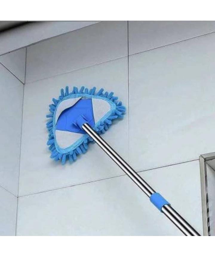 KBDev Retractable Triangle Mop 360 Degree Rotatable Adjustable Triangular Cleaning Mop Home Wall Ceiling Floor Cleaning Mop 1 Brush