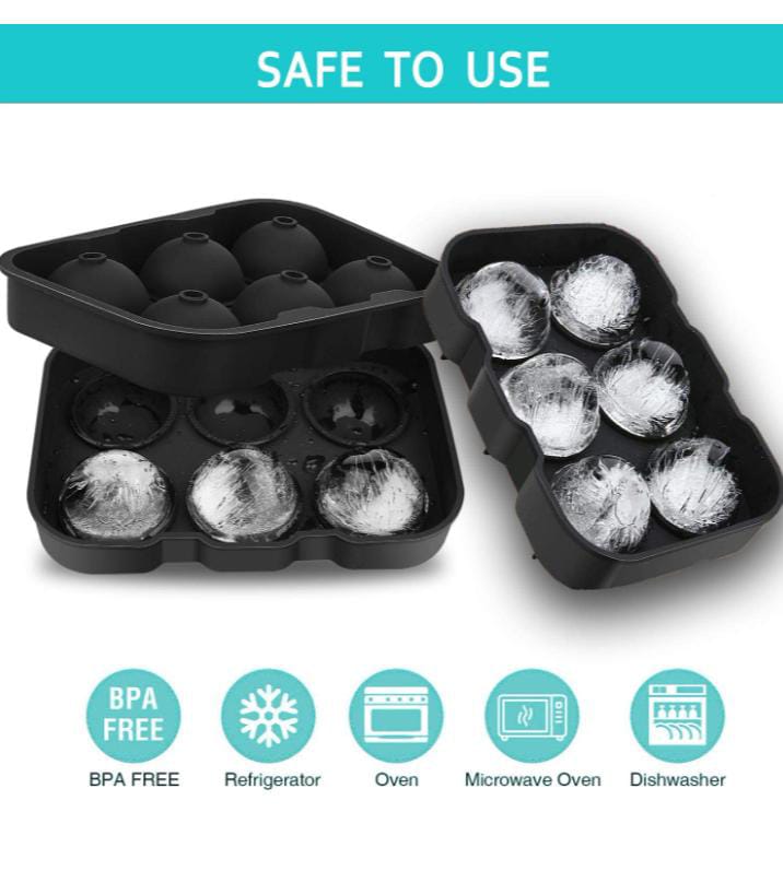 ADEPT Flexible Hot Silicone Spherical 6 Round Ball Ice Cube Tray Maker Mold with Lid Perfect Ice Spheres for Whiskey Lovers Cocktails Multicolor 4 ADEPT Flexible Hot Silicone Spherical 6 Round Ball Ice Cube Tray Maker Mold with Lid Perfect Ice Spheres for Whiskey Lovers Cocktails Multicolor - Image 4