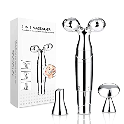 Lipsa Enterprise 3D Manual Face Massager Roller, 3-IN-1 Electric 3D Vibrating Roller Facial Massager Beauty Bar Kits Facial Tools for Anti-Aging Anti-Wrinkles Skin Tightening (3 In 1 3D Massager) 1 3 in 1 Massger