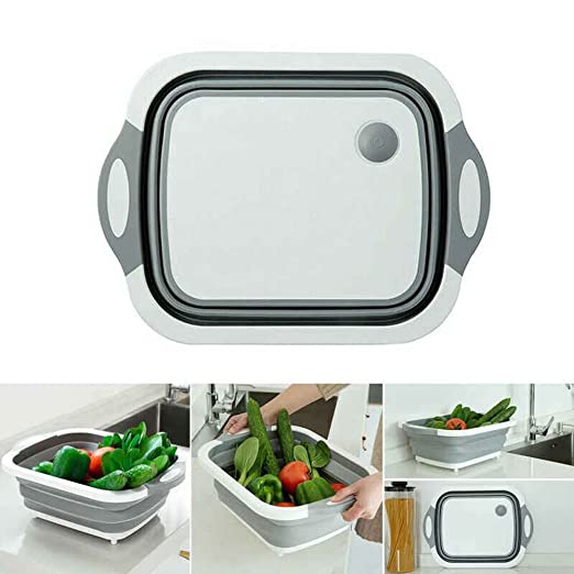 Wandeful Collapsible Cutting Board, 3 in 1 Chopping Board with Drain Plug, Wash Basin & Dish tub & Colander, Multifunctional for Vegetable Fruit, Space Saving for Kitchen, Camping, Picnic & BBQ, Green 2 Wandeful Collapsible Cutting Board, 3 in 1 Chopping Board with Drain Plug, Wash Basin & Dish tub & Colander, Multifunctional for Vegetable Fruit, Space Saving for Kitchen, Camping, Picnic & BBQ, Green - Image 2