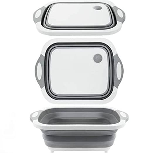 Wandeful Collapsible Cutting Board, 3 in 1 Chopping Board with Drain Plug, Wash Basin & Dish tub & Colander, Multifunctional for Vegetable Fruit, Space Saving for Kitchen, Camping, Picnic & BBQ, Green 5 Wandeful Collapsible Cutting Board, 3 in 1 Chopping Board with Drain Plug, Wash Basin & Dish tub & Colander, Multifunctional for Vegetable Fruit, Space Saving for Kitchen, Camping, Picnic & BBQ, Green - Image 5