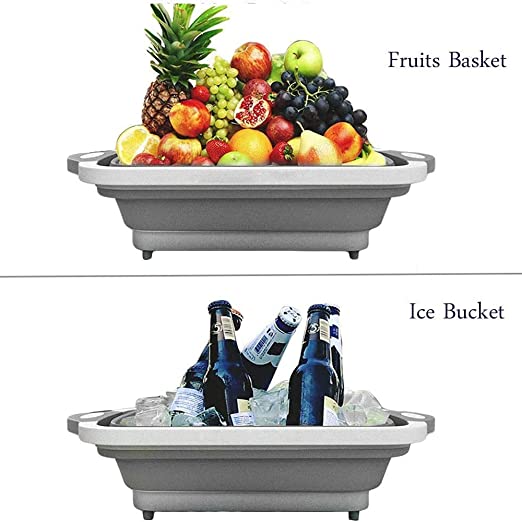 Wandeful Collapsible Cutting Board, 3 in 1 Chopping Board with Drain Plug, Wash Basin & Dish tub & Colander, Multifunctional for Vegetable Fruit, Space Saving for Kitchen, Camping, Picnic & BBQ, Green 6 Wandeful Collapsible Cutting Board, 3 in 1 Chopping Board with Drain Plug, Wash Basin & Dish tub & Colander, Multifunctional for Vegetable Fruit, Space Saving for Kitchen, Camping, Picnic & BBQ, Green - Image 6