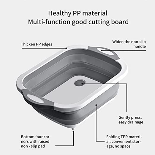 Wandeful Collapsible Cutting Board, 3 in 1 Chopping Board with Drain Plug, Wash Basin & Dish tub & Colander, Multifunctional for Vegetable Fruit, Space Saving for Kitchen, Camping, Picnic & BBQ, Green 7 Wandeful Collapsible Cutting Board, 3 in 1 Chopping Board with Drain Plug, Wash Basin & Dish tub & Colander, Multifunctional for Vegetable Fruit, Space Saving for Kitchen, Camping, Picnic & BBQ, Green - Image 7