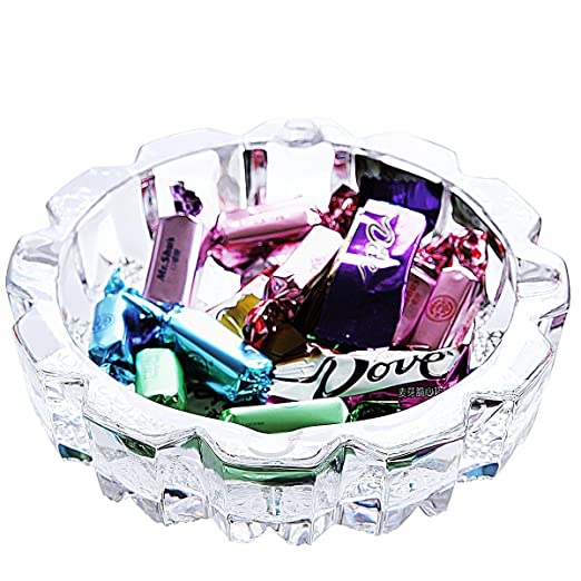 Home Amaz Round Crystal Glass Tabletop Ashtray | Tabletop Tribal Decoration Smoking Ash Tray For Home, Living Room, Office, Cafe, Hotel, Indoor Outdoor Use (12 x 12 x 3 CM) (Round) 2 Home Amaz Round Crystal Glass Tabletop Ashtray | Tabletop Tribal Decoration Smoking Ash Tray For Home, Living Room, Office, Cafe, Hotel, Indoor Outdoor Use (12 x 12 x 3 CM) (Round) - Image 2