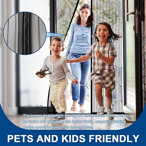 KARP Polyester Magnetic Mosquito Door Net, Keep Bugs Out, Let Cool Breeze in, Hands Free, Pet and Kid Friendly Magnetic Screen Door for All Door Types (100 cm X 210 cm, Black) 1 Magic mesh