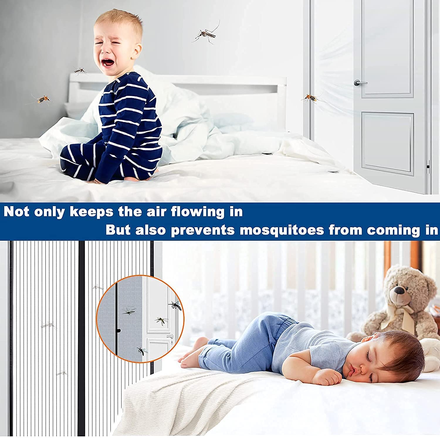 KARP Polyester Magnetic Mosquito Door Net, Keep Bugs Out, Let Cool Breeze in, Hands Free, Pet and Kid Friendly Magnetic Screen Door for All Door Types (100 cm X 210 cm, Black) 2 KARP Polyester Magnetic Mosquito Door Net, Keep Bugs Out, Let Cool Breeze in, Hands Free, Pet and Kid Friendly Magnetic Screen Door for All Door Types (100 cm X 210 cm, Black) - Image 2