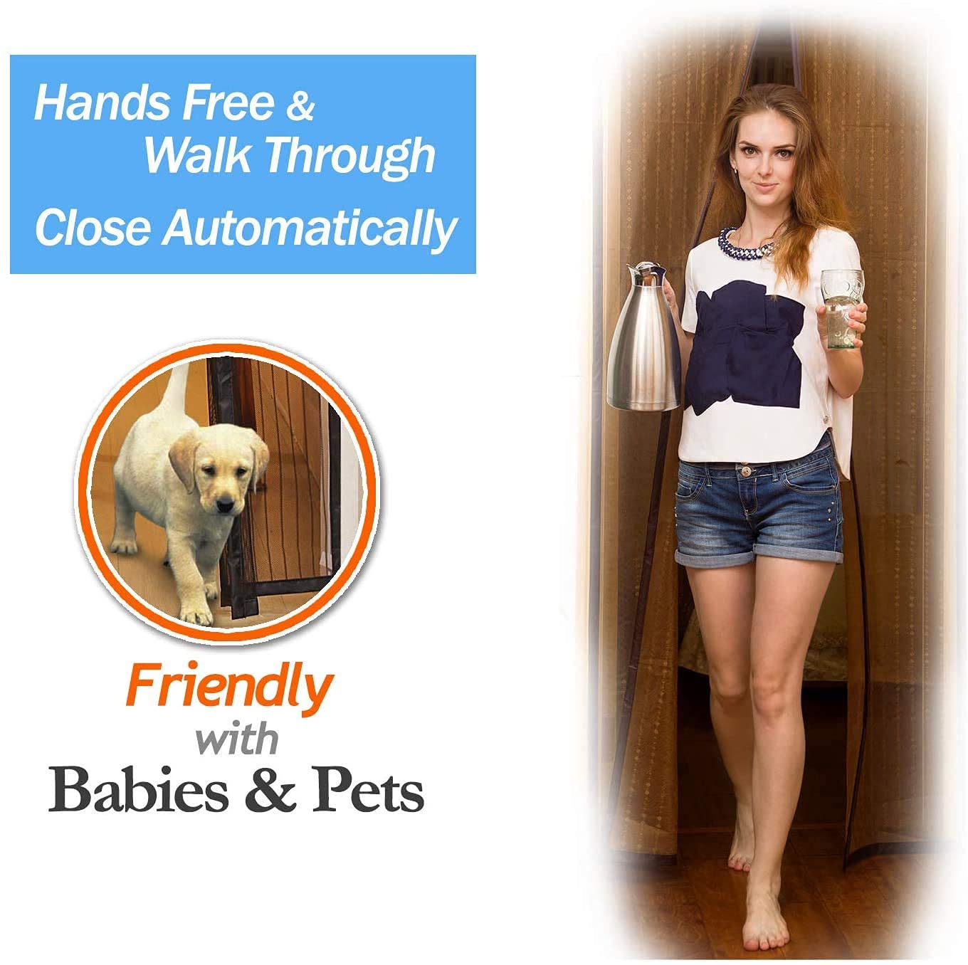 KARP Polyester Magnetic Mosquito Door Net, Keep Bugs Out, Let Cool Breeze in, Hands Free, Pet and Kid Friendly Magnetic Screen Door for All Door Types (100 cm X 210 cm, Black) 3 KARP Polyester Magnetic Mosquito Door Net, Keep Bugs Out, Let Cool Breeze in, Hands Free, Pet and Kid Friendly Magnetic Screen Door for All Door Types (100 cm X 210 cm, Black) - Image 3