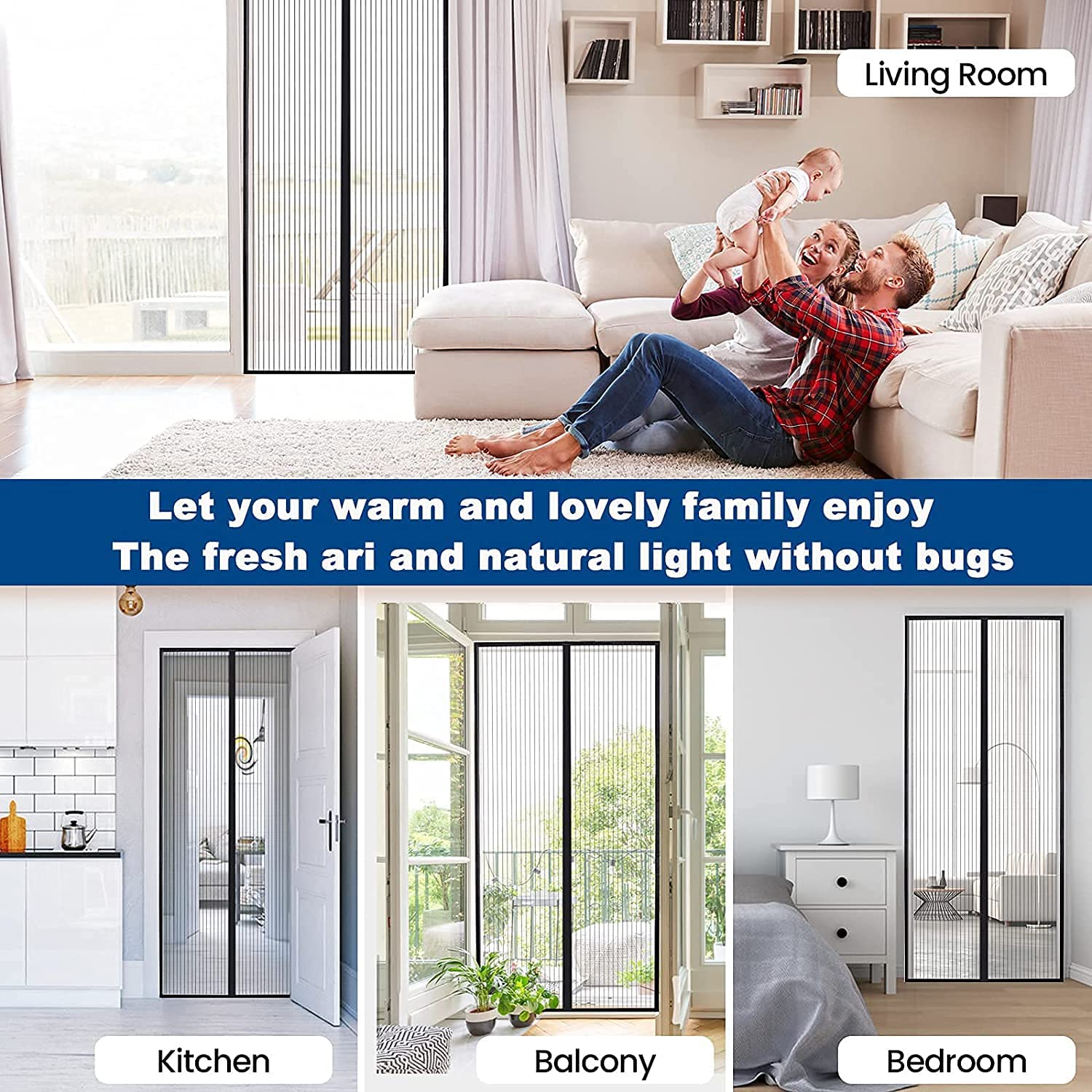 KARP Polyester Magnetic Mosquito Door Net, Keep Bugs Out, Let Cool Breeze in, Hands Free, Pet and Kid Friendly Magnetic Screen Door for All Door Types (100 cm X 210 cm, Black) 6 KARP Polyester Magnetic Mosquito Door Net, Keep Bugs Out, Let Cool Breeze in, Hands Free, Pet and Kid Friendly Magnetic Screen Door for All Door Types (100 cm X 210 cm, Black) - Image 6