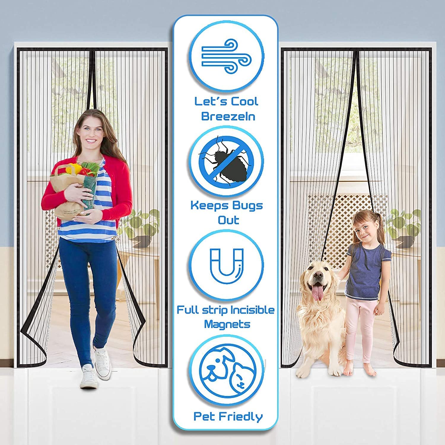 KARP Polyester Magnetic Mosquito Door Net, Keep Bugs Out, Let Cool Breeze in, Hands Free, Pet and Kid Friendly Magnetic Screen Door for All Door Types (100 cm X 210 cm, Black) 7 KARP Polyester Magnetic Mosquito Door Net, Keep Bugs Out, Let Cool Breeze in, Hands Free, Pet and Kid Friendly Magnetic Screen Door for All Door Types (100 cm X 210 cm, Black) - Image 7