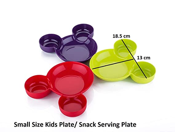 Magenta® Unbreakable Mickey Shaped Kids/Snack Serving Plate (Multi Colors) 3 Magenta® Unbreakable Mickey Shaped Kids/Snack Serving Plate (Multi Colors) - Image 3