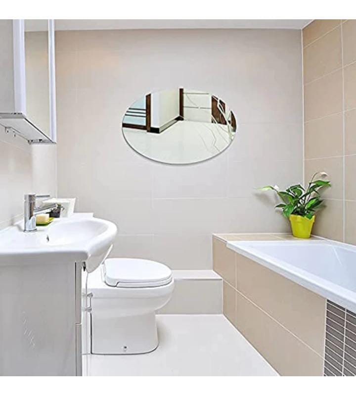 Oval Shape Adhesive Mirror Sticker for Wall on Tiles Bathroom Bedroom Living Room Basin Mirror Bathroom Wall Mirror Stickers Unbreakable Plastic Wall Mirror 30 * 20 cm 4 Oval Shape Adhesive Mirror Sticker for Wall on Tiles Bathroom Bedroom Living Room Basin Mirror Bathroom Wall Mirror Stickers Unbreakable Plastic Wall Mirror 30 * 20 cm - Image 4
