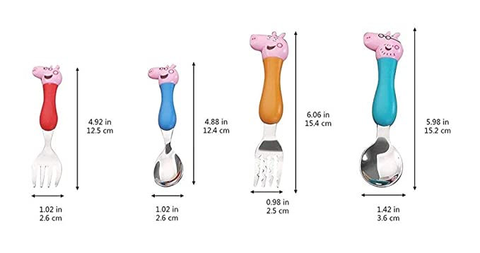 KRAFTALES Pink Pig Family Cartoon Theme Stainless Steel Spoon & Fork Set for Kids - Baby Feeding Spoon and Fork Set (Multicolor) 3 KRAFTALES Pink Pig Family Cartoon Theme Stainless Steel Spoon & Fork Set for Kids - Baby Feeding Spoon and Fork Set (Multicolor) - Image 3