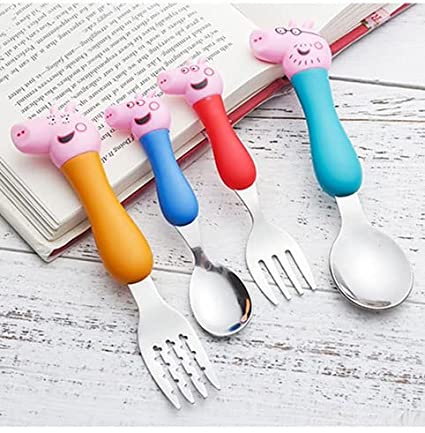 KRAFTALES Pink Pig Family Cartoon Theme Stainless Steel Spoon & Fork Set for Kids - Baby Feeding Spoon and Fork Set (Multicolor) 5 KRAFTALES Pink Pig Family Cartoon Theme Stainless Steel Spoon & Fork Set for Kids - Baby Feeding Spoon and Fork Set (Multicolor) - Image 5