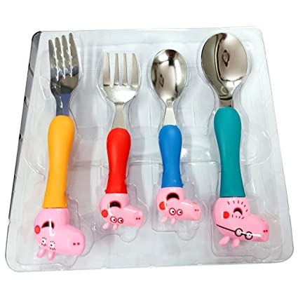 KRAFTALES Pink Pig Family Cartoon Theme Stainless Steel Spoon & Fork Set for Kids - Baby Feeding Spoon and Fork Set (Multicolor) 7 KRAFTALES Pink Pig Family Cartoon Theme Stainless Steel Spoon & Fork Set for Kids - Baby Feeding Spoon and Fork Set (Multicolor) - Image 7