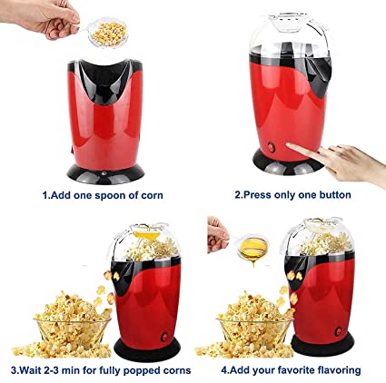 SMARAN Popcorn Maker Machine,1200W Hot Air Popcorn Popper Maker, 2 Minutes Fast Electric Popcorn Poppers, No Oil Needed, Healthy Snack, (Multi color) 2 SMARAN Popcorn Maker Machine,1200W Hot Air Popcorn Popper Maker, 2 Minutes Fast Electric Popcorn Poppers, No Oil Needed, Healthy Snack, (Multi color) - Image 2