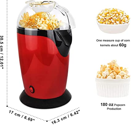 SMARAN Popcorn Maker Machine,1200W Hot Air Popcorn Popper Maker, 2 Minutes Fast Electric Popcorn Poppers, No Oil Needed, Healthy Snack, (Multi color) 4 SMARAN Popcorn Maker Machine,1200W Hot Air Popcorn Popper Maker, 2 Minutes Fast Electric Popcorn Poppers, No Oil Needed, Healthy Snack, (Multi color) - Image 4