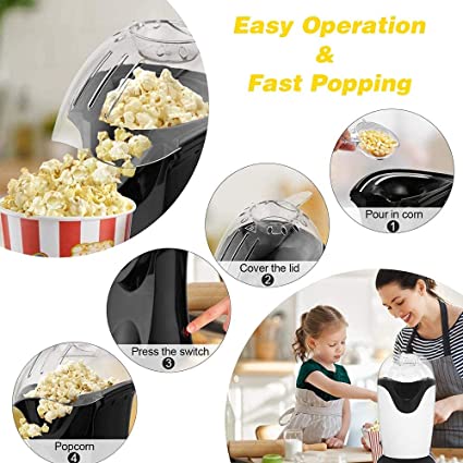 SMARAN Popcorn Maker Machine,1200W Hot Air Popcorn Popper Maker, 2 Minutes Fast Electric Popcorn Poppers, No Oil Needed, Healthy Snack, (Multi color) 5 SMARAN Popcorn Maker Machine,1200W Hot Air Popcorn Popper Maker, 2 Minutes Fast Electric Popcorn Poppers, No Oil Needed, Healthy Snack, (Multi color) - Image 5