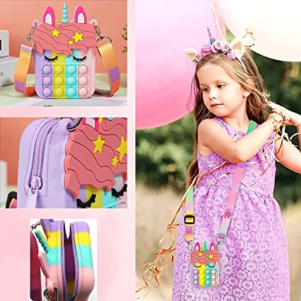 Party Propz Pop It Bag for Girls - 1Pc Unicorn Bags for Girls | Toys for Girls | Unicorn Pop It Bag | Funny Gift for Girls | Popit Bag for Girls | Rainbow Purse for Kids | Kids Sling Bags for Girls 5 Party Propz Pop It Bag for Girls - 1Pc Unicorn Bags for Girls | Toys for Girls | Unicorn Pop It Bag | Funny Gift for Girls | Popit Bag for Girls | Rainbow Purse for Kids | Kids Sling Bags for Girls - Image 5