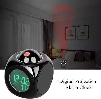 CAPRIYORN Digital LCD Projector Alarm Clock Wall Projection, Voice, Weather, Temperature and Wake Up Projector Bedside Alarm Clock- Black/White 2 CAPRIYORN Digital LCD Projector Alarm Clock Wall Projection, Voice, Weather, Temperature and Wake Up Projector Bedside Alarm Clock- Black/White - Image 2