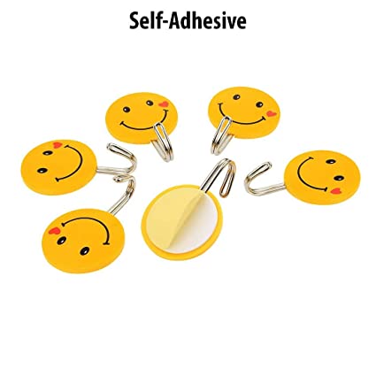 Wofier Plastic Self-Adhesive Smiley Face Hooks Cute Smiley Emoji Face Wall Sticky Hooks 2 Wofier Plastic Self-Adhesive Smiley Face Hooks Cute Smiley Emoji Face Wall Sticky Hooks - Image 2
