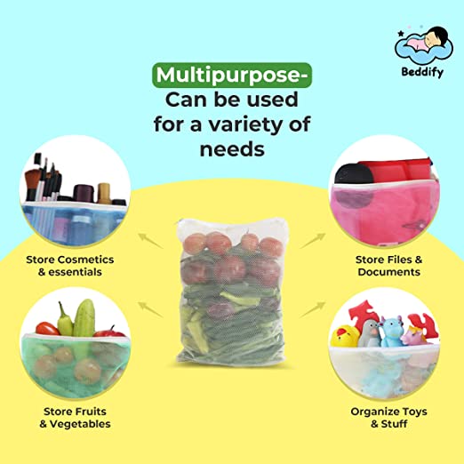 Earthy Fab Ziplock Bags for Fridge Vegetables, Reusable Net Bags for Vegetables and Fruits. 27X33 cm,Multicolored. 5 Earthy Fab Ziplock Bags for Fridge Vegetables, Reusable Net Bags for Vegetables and Fruits. 27X33 cm,Multicolored. - Image 5