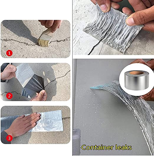 HONOLY Leakage Repair Waterproof Tape for Pipe Leakage Roof Water Leakage Solution Aluminium Foil Tape Waterproof Adhesive Tape Sealing Butyl Rubber Tape for Leakage (5CM*5M (Pack Of 1)) 4 HONOLY Leakage Repair Waterproof Tape for Pipe Leakage Roof Water Leakage Solution Aluminium Foil Tape Waterproof Adhesive Tape Sealing Butyl Rubber Tape for Leakage (5CM*5M (Pack Of 1)) - Image 4