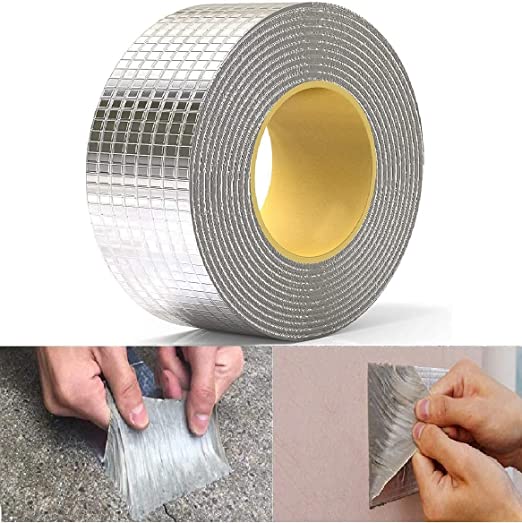 HONOLY Leakage Repair Waterproof Tape for Pipe Leakage Roof Water Leakage Solution Aluminium Foil Tape Waterproof Adhesive Tape Sealing Butyl Rubber Tape for Leakage (5CM*5M (Pack Of 1)) 1 Waterproof tape paste