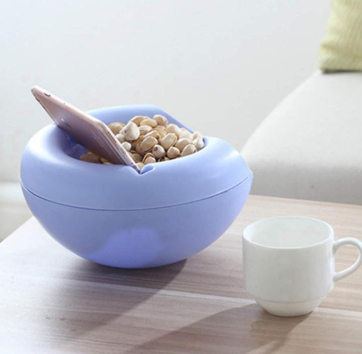 Suzec Plastic Double Layers Multifunctional Creative Shape Lazy Pista Nut Snack Nashta Breakfast Dry Fruit Serving Platter Bowl Katori with Mobile Cellphone Holder Bracket Stand (Multicolor) 4 Suzec Plastic Double Layers Multifunctional Creative Shape Lazy Pista Nut Snack Nashta Breakfast Dry Fruit Serving Platter Bowl Katori with Mobile Cellphone Holder Bracket Stand (Multicolor) - Image 4