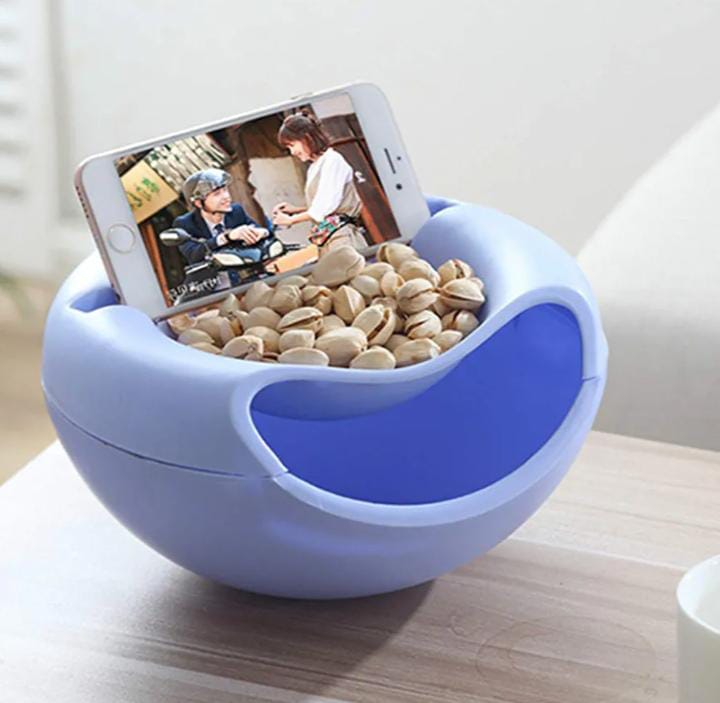 Suzec Plastic Double Layers Multifunctional Creative Shape Lazy Pista Nut Snack Nashta Breakfast Dry Fruit Serving Platter Bowl Katori with Mobile Cellphone Holder Bracket Stand (Multicolor) 3 Suzec Plastic Double Layers Multifunctional Creative Shape Lazy Pista Nut Snack Nashta Breakfast Dry Fruit Serving Platter Bowl Katori with Mobile Cellphone Holder Bracket Stand (Multicolor) - Image 3