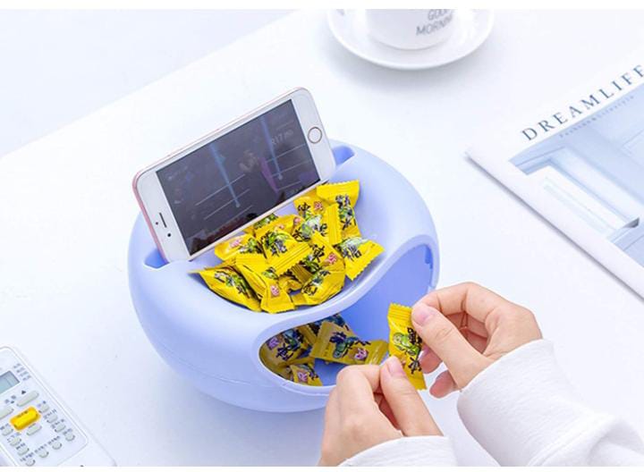 Suzec Plastic Double Layers Multifunctional Creative Shape Lazy Pista Nut Snack Nashta Breakfast Dry Fruit Serving Platter Bowl Katori with Mobile Cellphone Holder Bracket Stand (Multicolor) 5 Suzec Plastic Double Layers Multifunctional Creative Shape Lazy Pista Nut Snack Nashta Breakfast Dry Fruit Serving Platter Bowl Katori with Mobile Cellphone Holder Bracket Stand (Multicolor) - Image 5