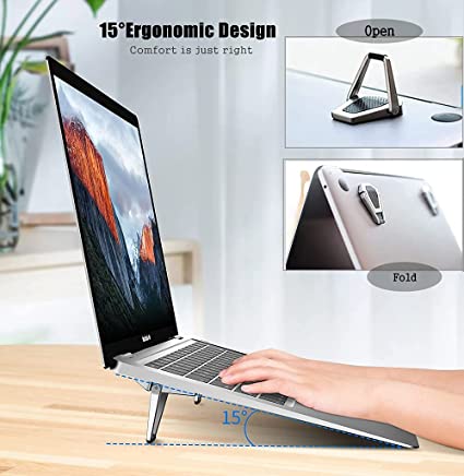 Marklif Premium Metal Folding Portable Laptop Stand Non-Slip Base Bracket, Tabletop Risers for 10-17 Inch Laptop & Keyboard & Tablet (Pack of 2) 2 Marklif Premium Metal Folding Portable Laptop Stand Non-Slip Base Bracket, Tabletop Risers for 10-17 Inch Laptop & Keyboard & Tablet (Pack of 2) - Image 2
