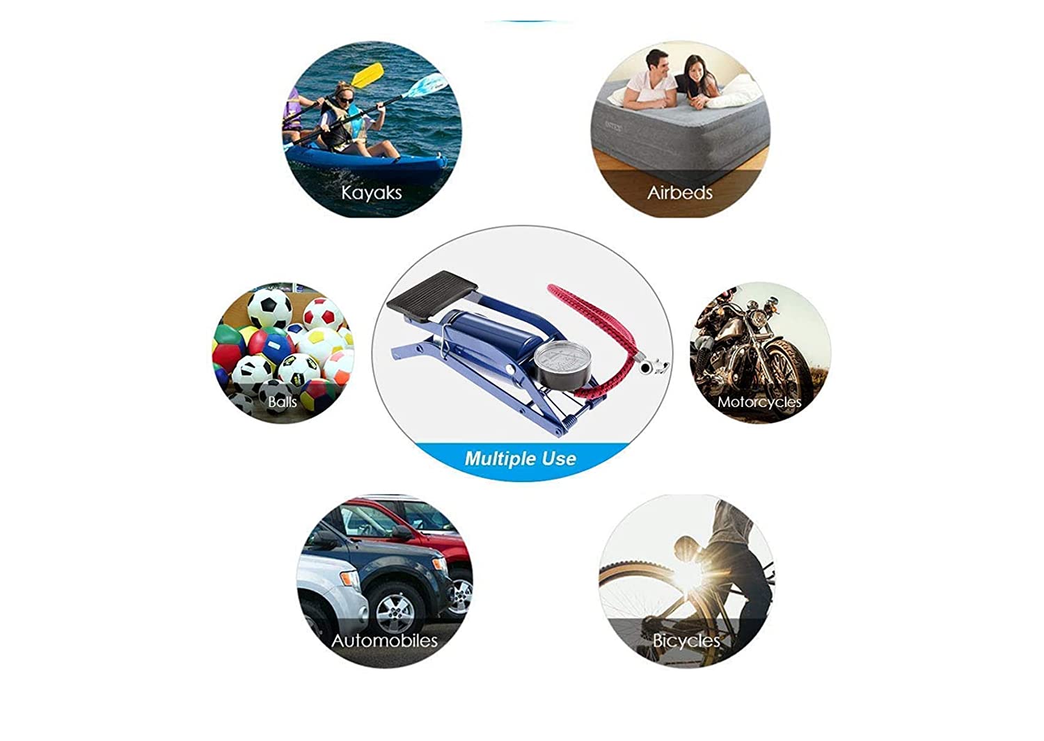 Rkhub Portable Foot Air Pump Compressor for Cars, Bikes, Bicycles Foot Air Pump - Heavy Compressor Portable Pump for Vehicle Tyre Air, Multicolor 3 Rkhub Portable Foot Air Pump Compressor for Cars, Bikes, Bicycles Foot Air Pump - Heavy Compressor Portable Pump for Vehicle Tyre Air, Multicolor - Image 3