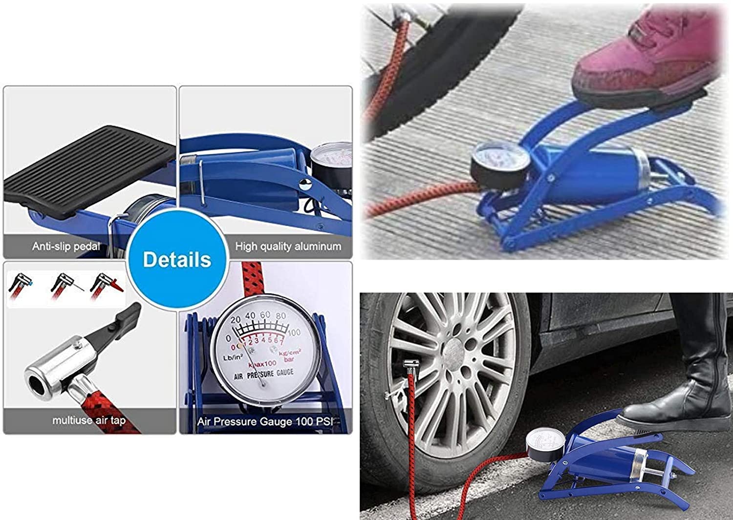 Rkhub Portable Foot Air Pump Compressor for Cars, Bikes, Bicycles Foot Air Pump - Heavy Compressor Portable Pump for Vehicle Tyre Air, Multicolor 4 Rkhub Portable Foot Air Pump Compressor for Cars, Bikes, Bicycles Foot Air Pump - Heavy Compressor Portable Pump for Vehicle Tyre Air, Multicolor - Image 4