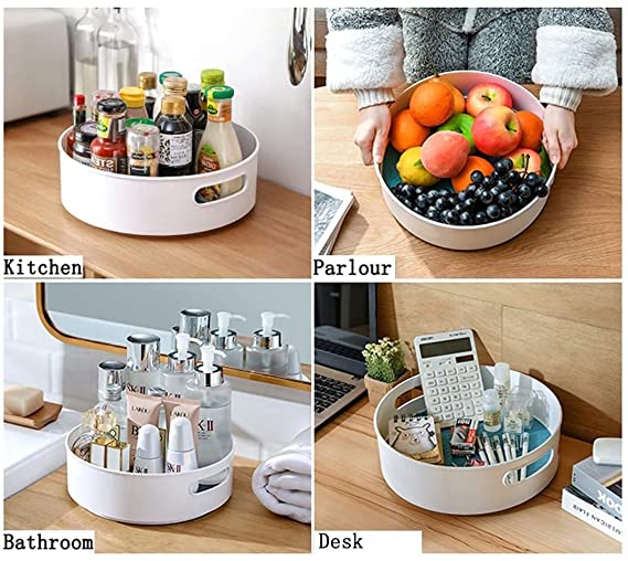 TECNOVIQ 360° Rotating Kitchen Organizer Tray Lazy Susan Rack Multi-Purpose Kitchen Storage Revolving Tray Cosmetic Organizer Rotating Tray Lazy Susan for Kitchen Cabinet Spice Rack (23Lx23Bx7.5Hcm,White) 3 TECNOVIQ 360° Rotating Kitchen Organizer Tray Lazy Susan Rack Multi-Purpose Kitchen Storage Revolving Tray Cosmetic Organizer Rotating Tray Lazy Susan for Kitchen Cabinet Spice Rack (23Lx23Bx7.5Hcm,White) - Image 3